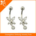 BR01664 zircon navel piercing butterfly belly ring , steel navel belly ring jewelry